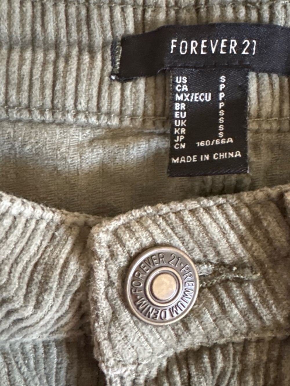 Forever 21 Olive Green Corduroy Mini Skirt - Picture 2 of 6